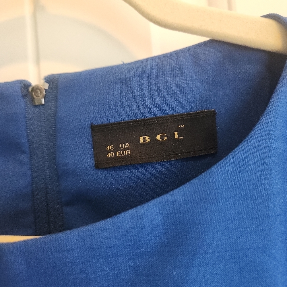 Elegant Blue Pleated Dress BGL - Picture 5 of 6